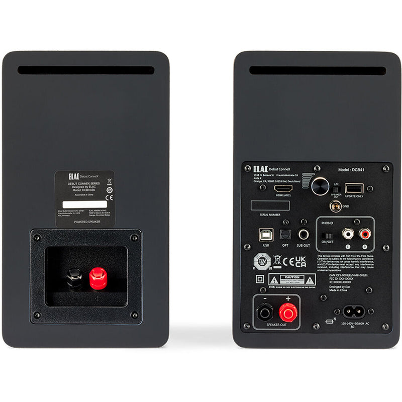 ELAC Debut ConneX DCB41 Two-Way Active Bookshelf Speakers (Black Ash, Pair)