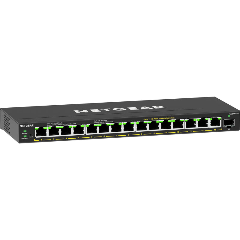 Netgear GS316EPP 16-Port Gigabit PoE+ Compliant Unmanaged Switch with SFP