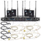 Nady D-450-LT-HM10 Four-Person Digital Wireless System with Black Lavalier & Beige Headset Mics (515 to 598 MHz)