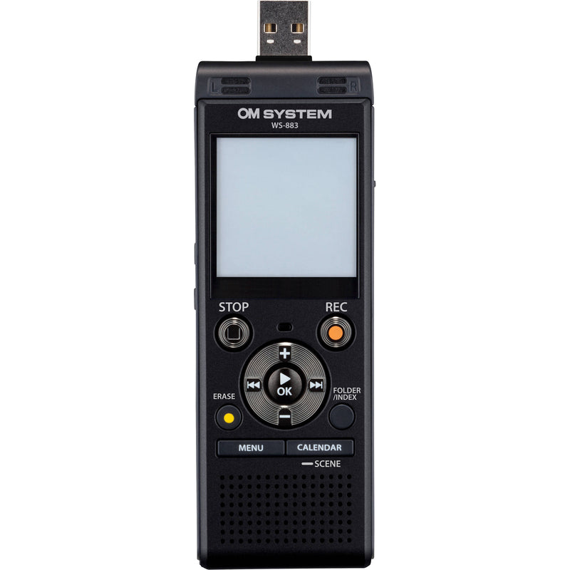 Olympus OM SYSTEM WS-883 Digital Voice Recorder with USB-A Battery Charging (Black)