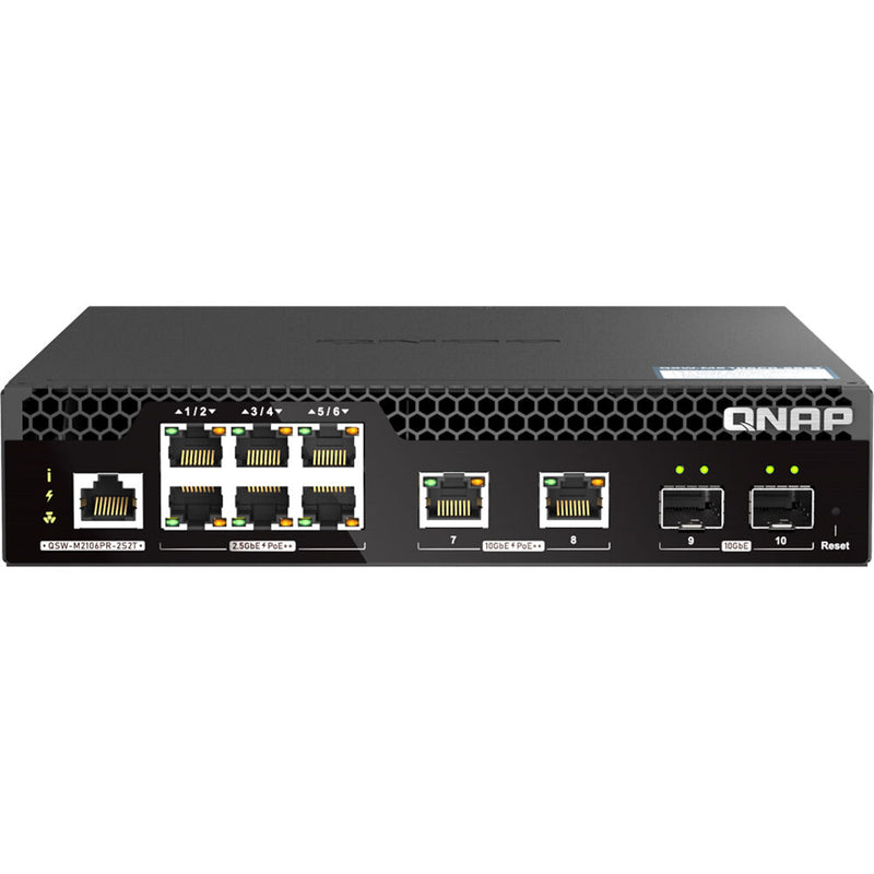 QNAP QSW-M2106PR-2S2T 10-Port PoE++ Compliant 10Gb / 2.5Gb Managed Network Switch