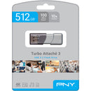 PNY 512GB Turbo Attache 3 USB 3.2 Gen 1 Flash Drive
