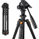 K&F Concept KF09.115 Lightweight Video Travel Tripod with Smartphone Clamp