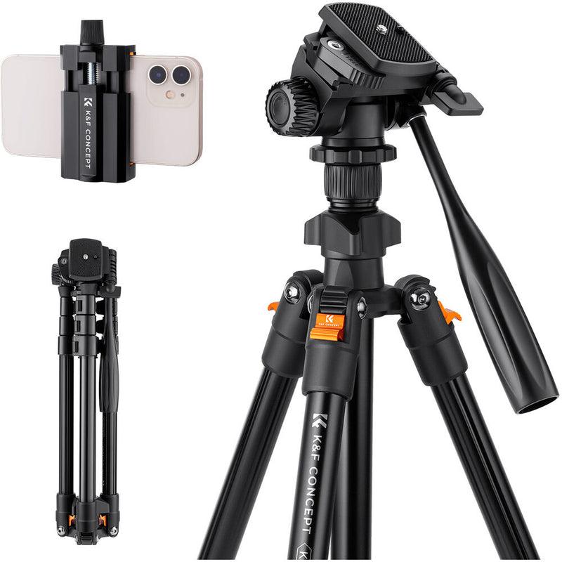 K&F Concept KF09.115 Lightweight Video Travel Tripod with Smartphone Clamp