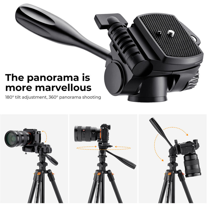 K&F Concept KF09.115 Lightweight Video Travel Tripod with Smartphone Clamp