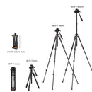 K&F Concept KF09.115 Lightweight Video Travel Tripod with Smartphone Clamp