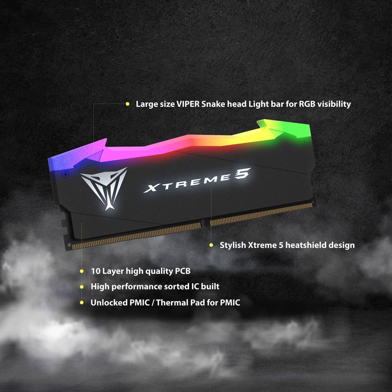 Patriot 32GB Viper Xtreme 5 RGB DDR5 7600 MHz UDIMM Memory Kit (2 x 16GB)
