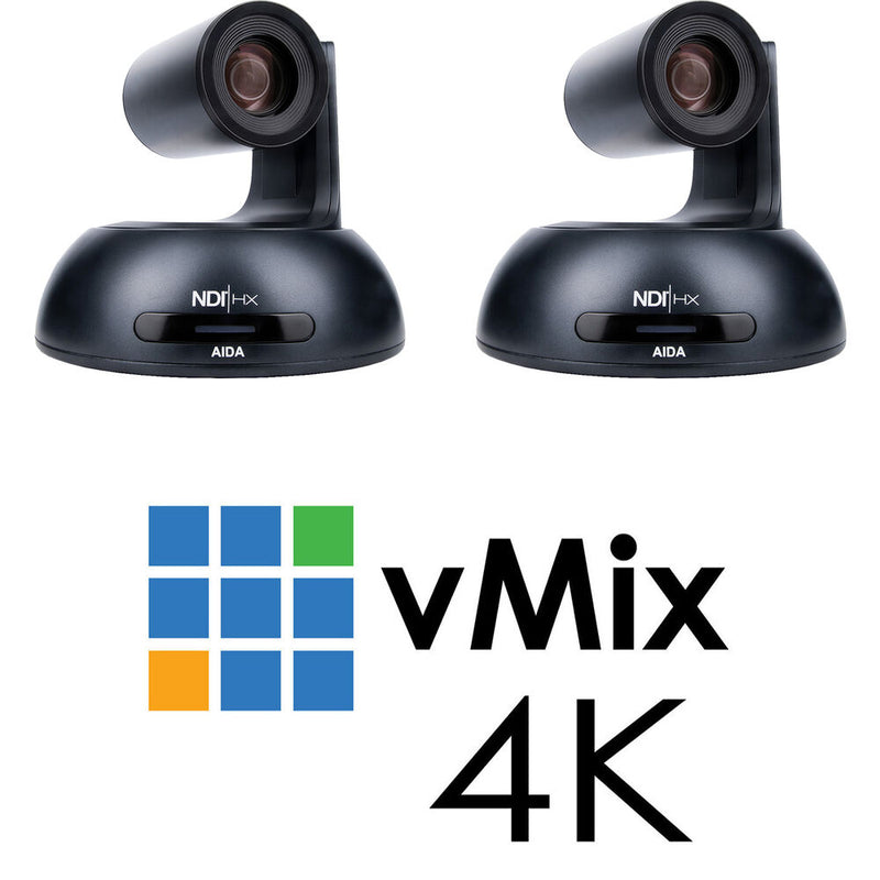 AIDA Imaging 2 x HD NDI HX PTZ Cameras with 18x Zoom + vMix 4K Bundle