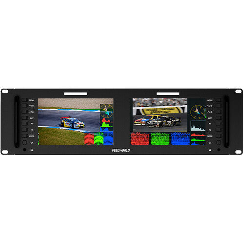 FeelWorld D71 PLUS Dual 7" 3 RU Rackmount 4K HDMI/SDI Monitor