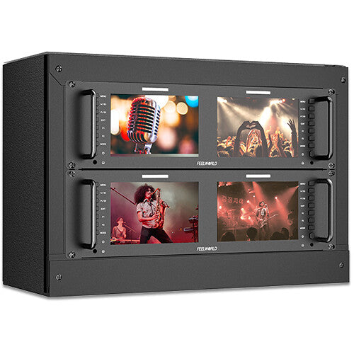 FeelWorld D71 PLUS Dual 7" 3 RU Rackmount 4K HDMI/SDI Monitor