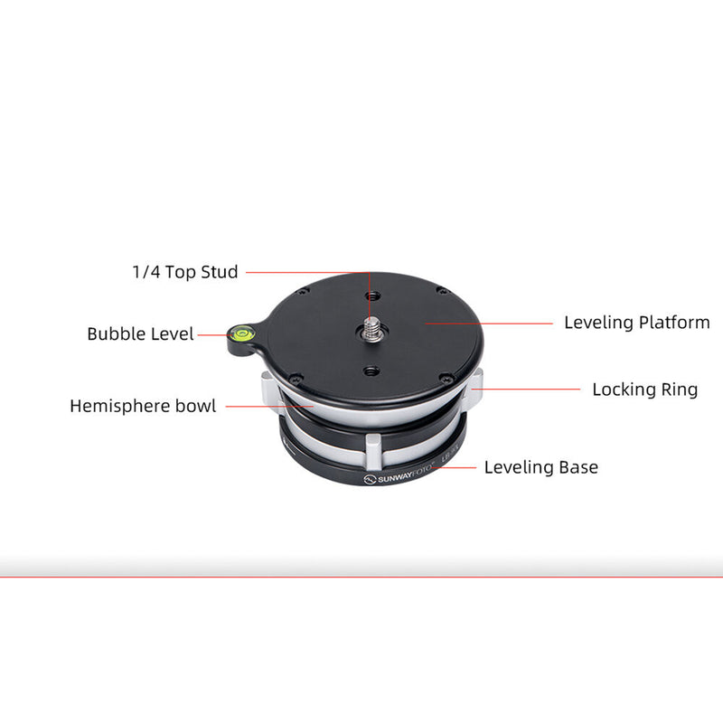 Sunwayfoto LB-90L Leveling Base&nbsp;with External Bubble Level (Silver)