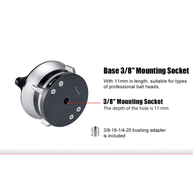 Sunwayfoto LB-90L Leveling Base&nbsp;with External Bubble Level (Silver)