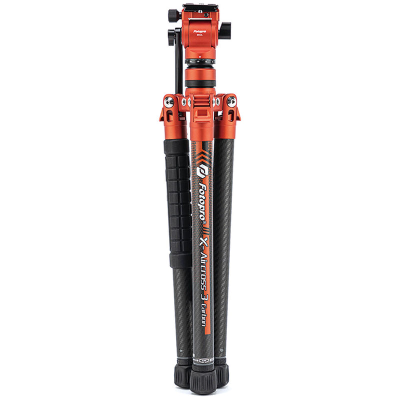 Fotopro X-Aircross 3 Video Carbon Fiber Tripod (Flame Orange)
