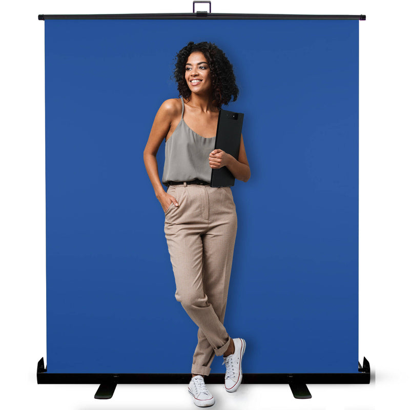 KHOMO GEAR Extra-Large Pull-Up Backdrop Screen (Chroma Blue, 62 x 77")