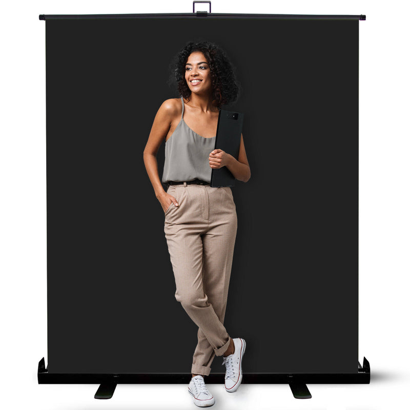 KHOMO GEAR Extra-Large Pull-Up Backdrop Screen (Black, 62 x 77")