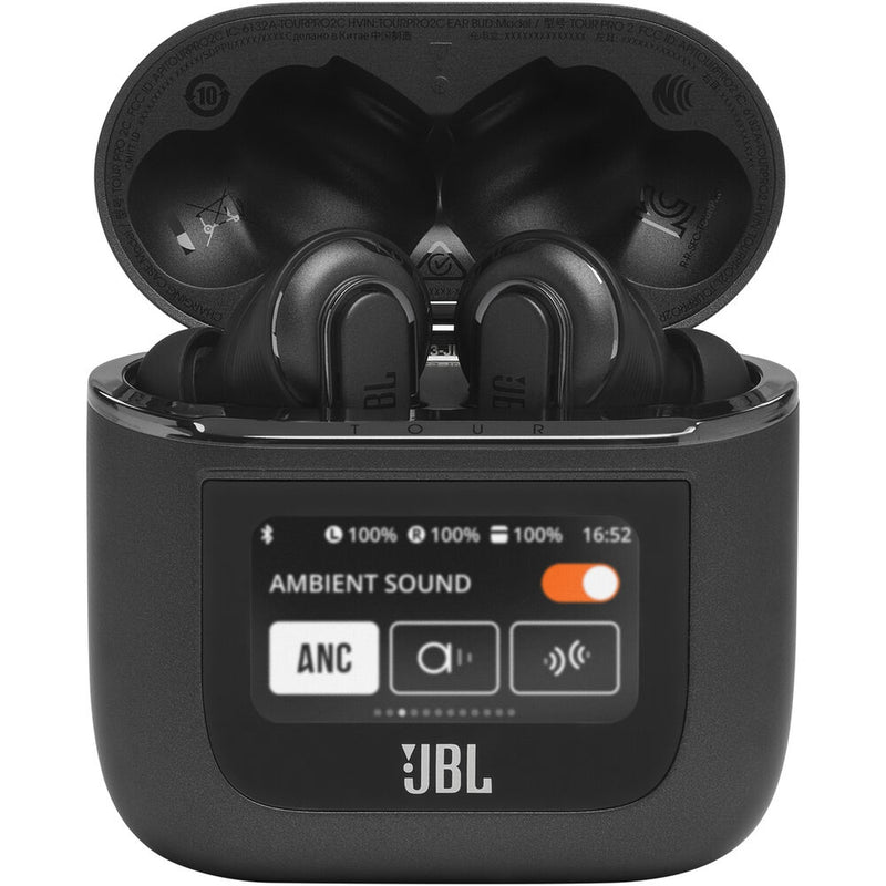 JBL Tour Pro 2 Noise-Canceling True Wireless In-Ear Earbuds with Smart Case (Black)