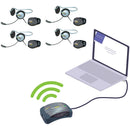 Eartec HUB with Global Connect 4-Person Full-Duplex Wireless Intercom over IP with 4 Monarch Headsets (1.9 GHz)