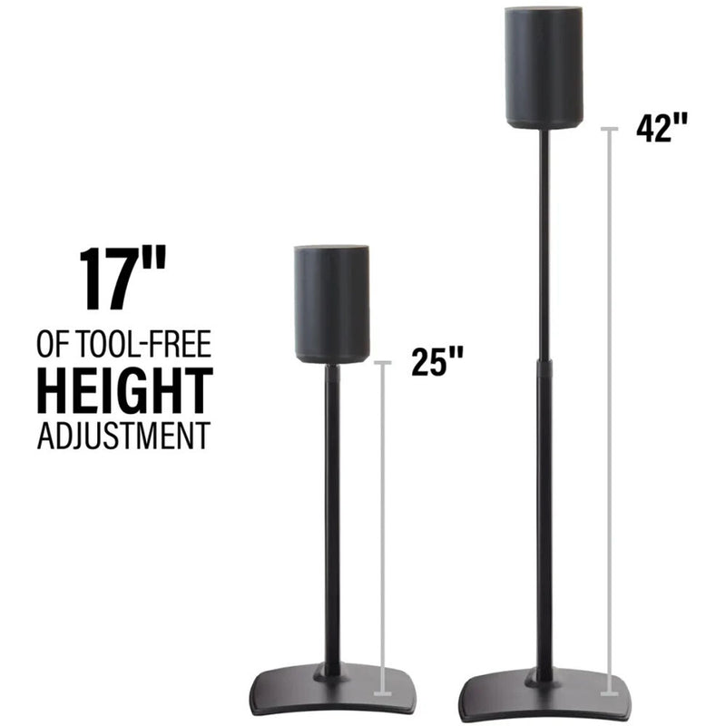 SANUS Height-Adjustable Floor Stand for Sonos Era 100 Speaker (Black, Single)