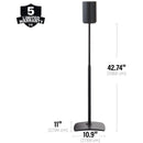 SANUS Height-Adjustable Floor Stand for Sonos Era 100 Speaker (Black, Single)