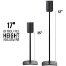 SANUS Height-Adjustable Floor Stand for Sonos Era 100 Speaker (Black, Pair)