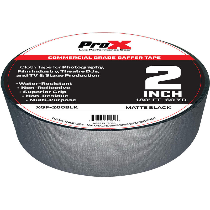 ProX Commercial-Grade Gaffer Tape (2" x 60 yd, Black)