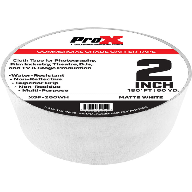 ProX Commercial-Grade Gaffer Tape (2" x 60 yd, White)