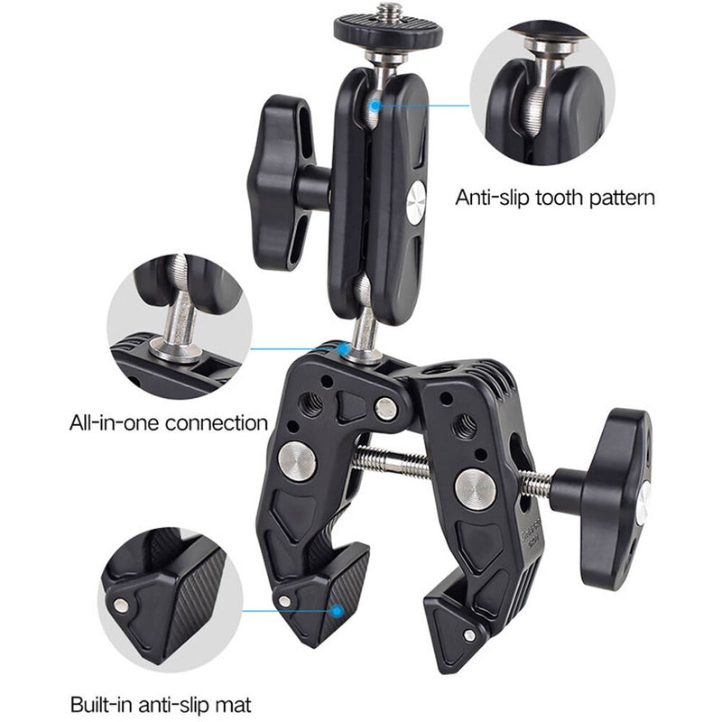 DigitalFoto Solution Limited Crab-Style Clamp with Dual Ball Head Mount