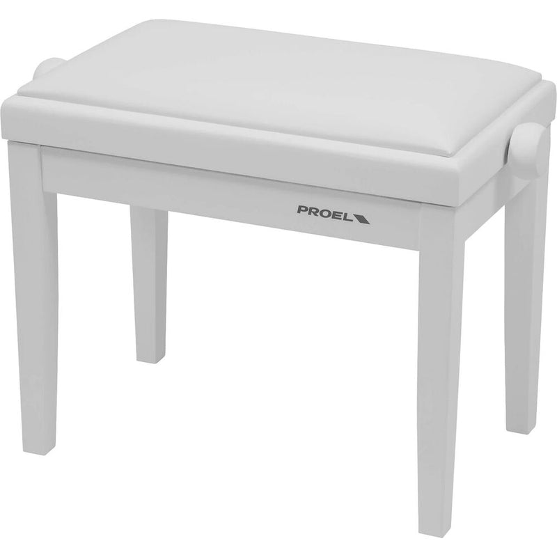 Dexibell Height Adjustable Wooden Bench (White Polished, White Velvet Seat)