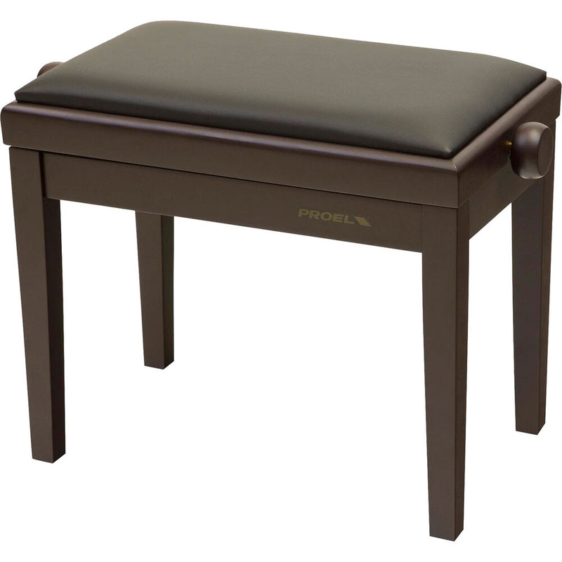 Dexibell Height Adjustable Wooden Bench (Rosewood Matte, Black Velvet Seat)