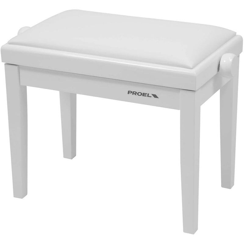 Dexibell Height Adjustable Wooden Bench (White Matte, White Velvet Seat)