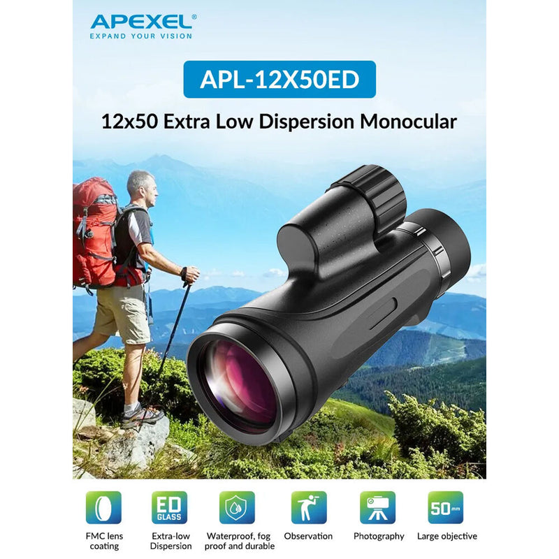 Apexel 12x50 ED Wide Field Monocular