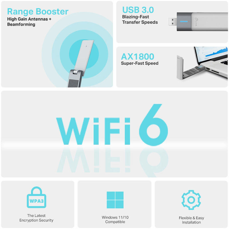 TP-Link Archer TX21UH AX1800 Dual-Band Wi-Fi 6 USB Adapter