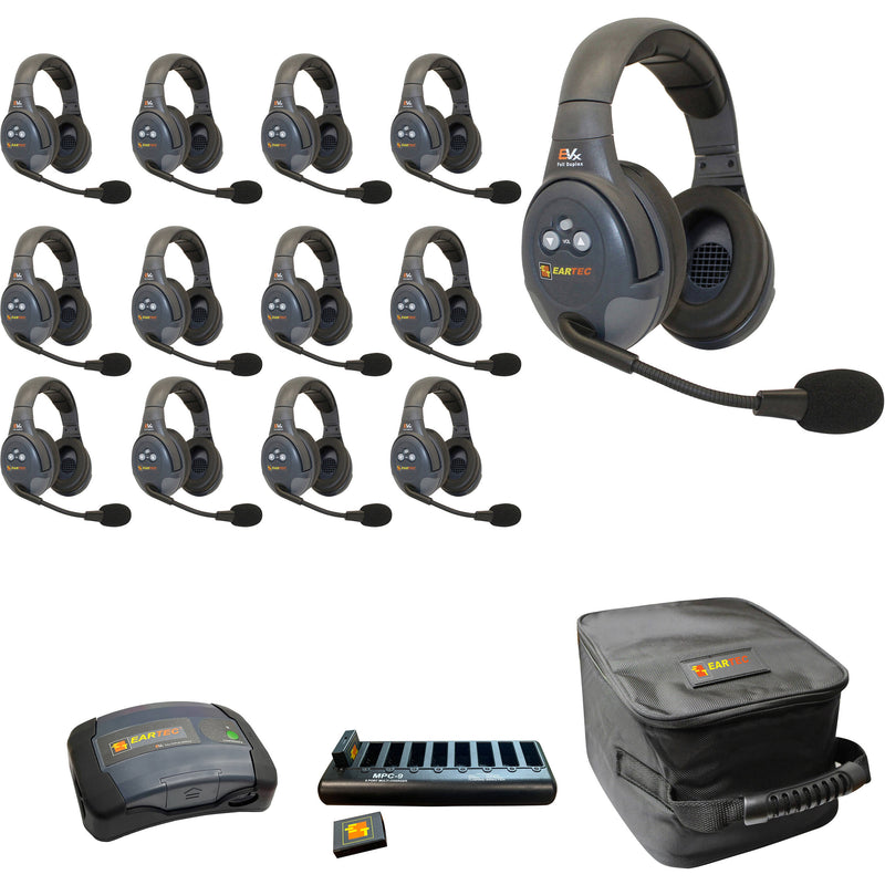Eartec EVADE EVX13D-CM Dual-Channel Light-Industrial Full-Duplex Wireless Intercom System with 13 Dual-Ear Headsets (2.4 GHz)