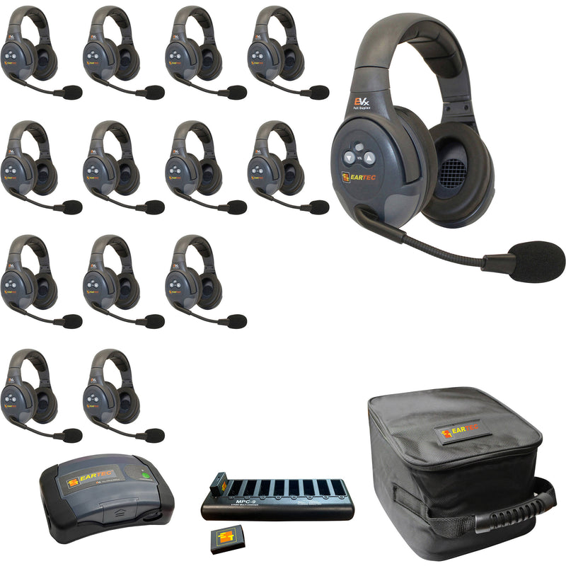 Eartec EVADE EVX14D-CM Dual-Channel Light-Industrial Full-Duplex Wireless Intercom System with 14 Dual-Ear Headsets (2.4 GHz)