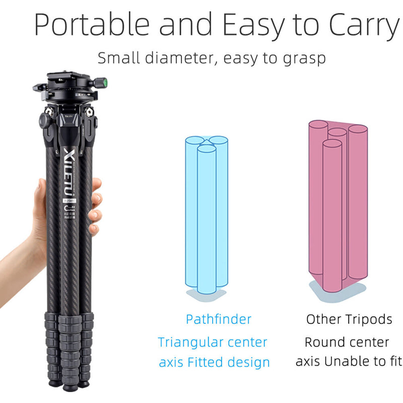 XILETU X255SC Carbon Fiber Tripod with Low-Profile Arca-Type Head