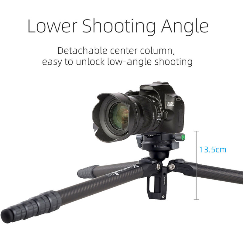 XILETU X255SC Carbon Fiber Tripod with Low-Profile Arca-Type Head