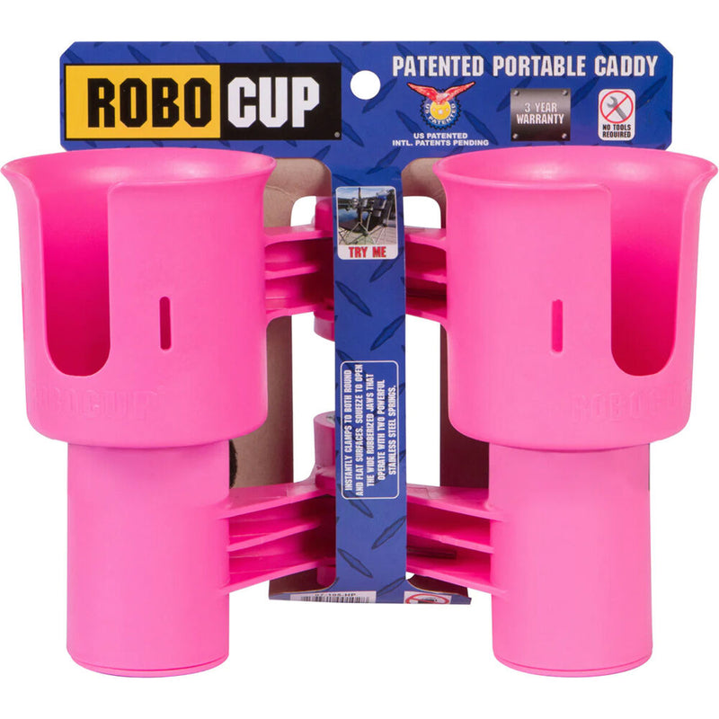 RoboCup Clamp-On Dual-Cup & Drink Holder (Hot Pink)