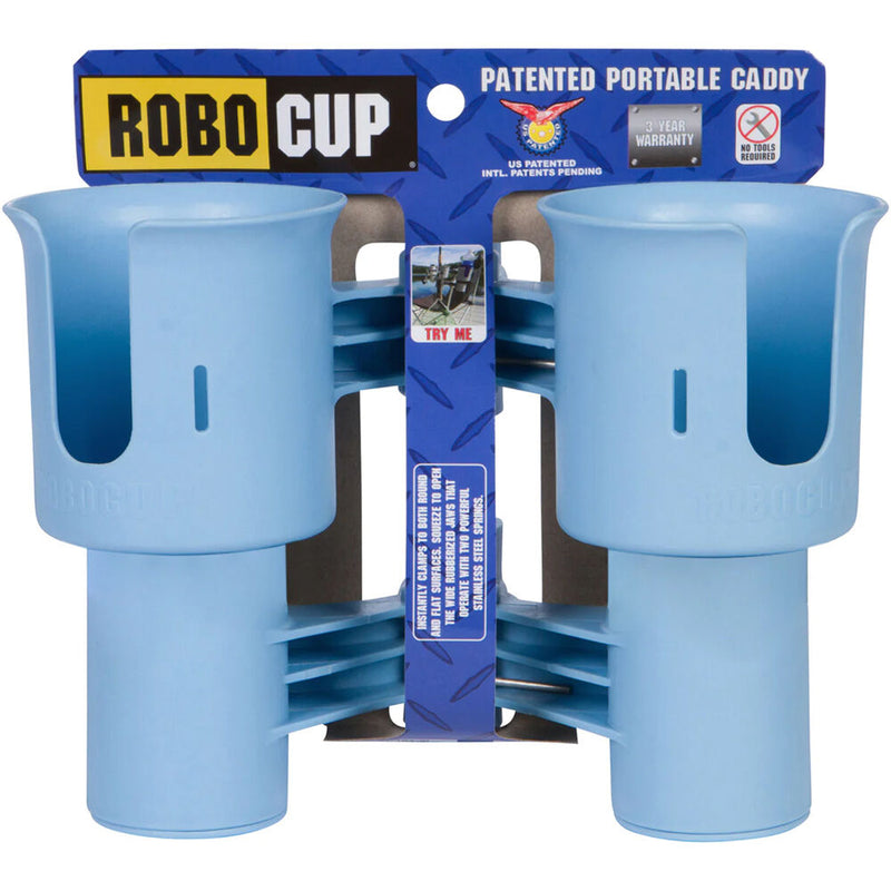 RoboCup Clamp-On Dual-Cup & Drink Holder (Light Blue)