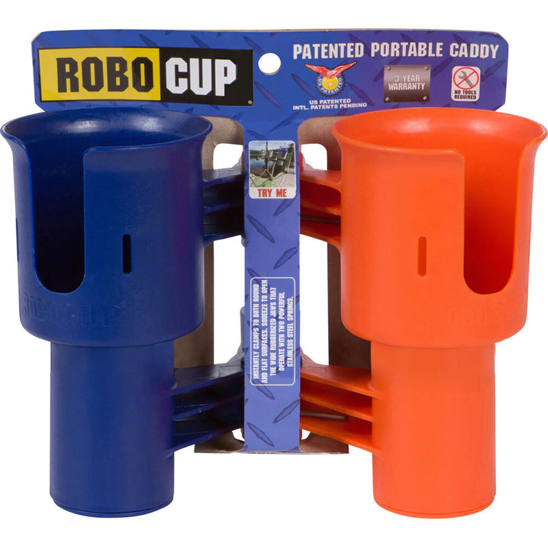RoboCup Clamp-On Dual-Cup & Drink Holder (Navy & Orange)