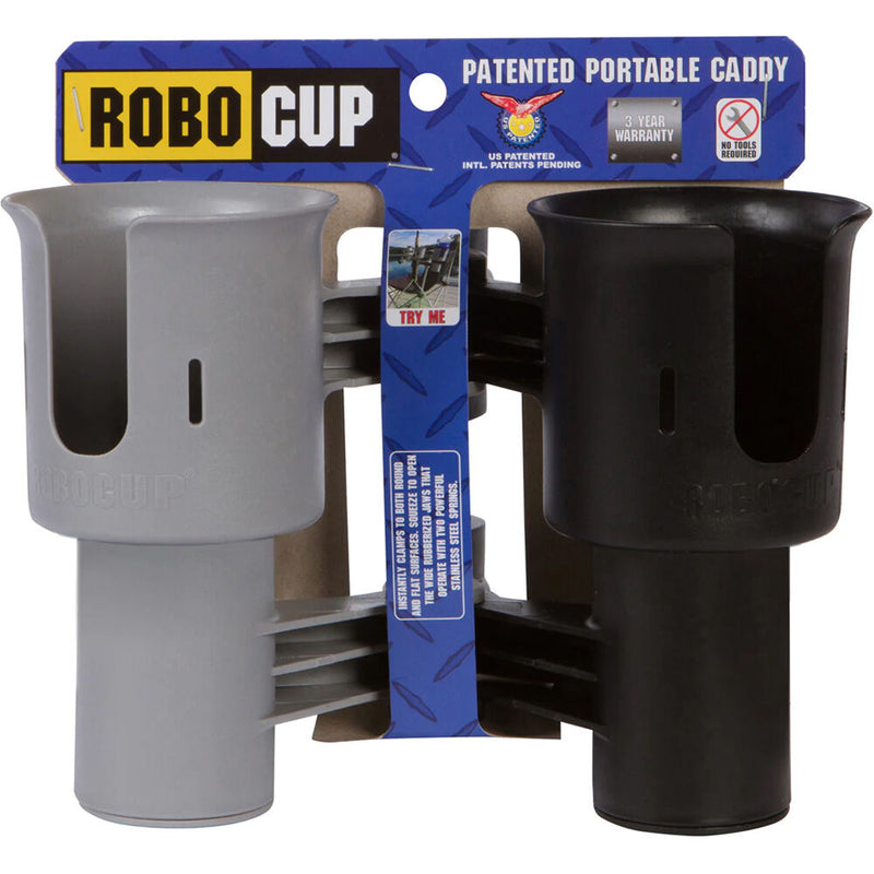RoboCup Clamp-On Dual-Cup & Drink Holder (Gray & Black)