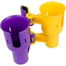 RoboCup Clamp-On Dual-Cup & Drink Holder (Yellow & Purple)