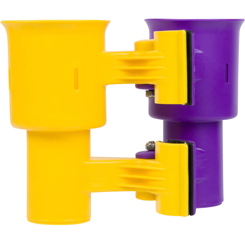 RoboCup Clamp-On Dual-Cup & Drink Holder (Yellow & Purple)