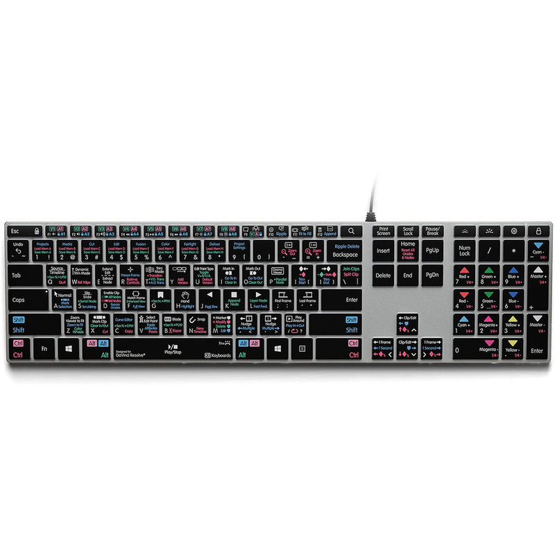 KB Covers DaVinici Resolve Backlit Pro Aluminum Keyboard for Windows (US English)