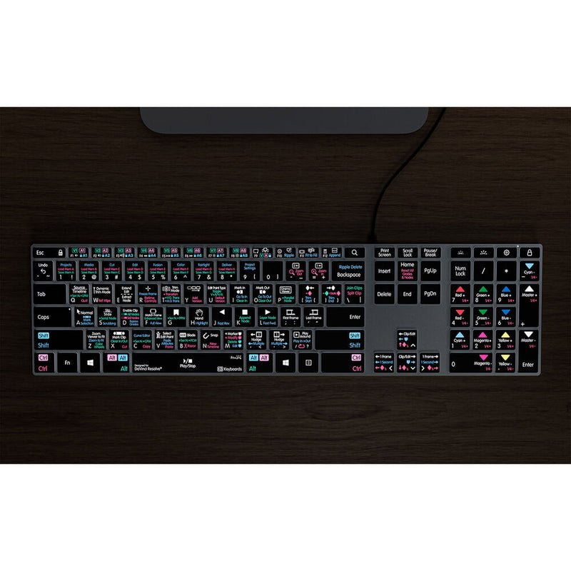 KB Covers DaVinici Resolve Backlit Pro Aluminum Keyboard for Windows (US English)