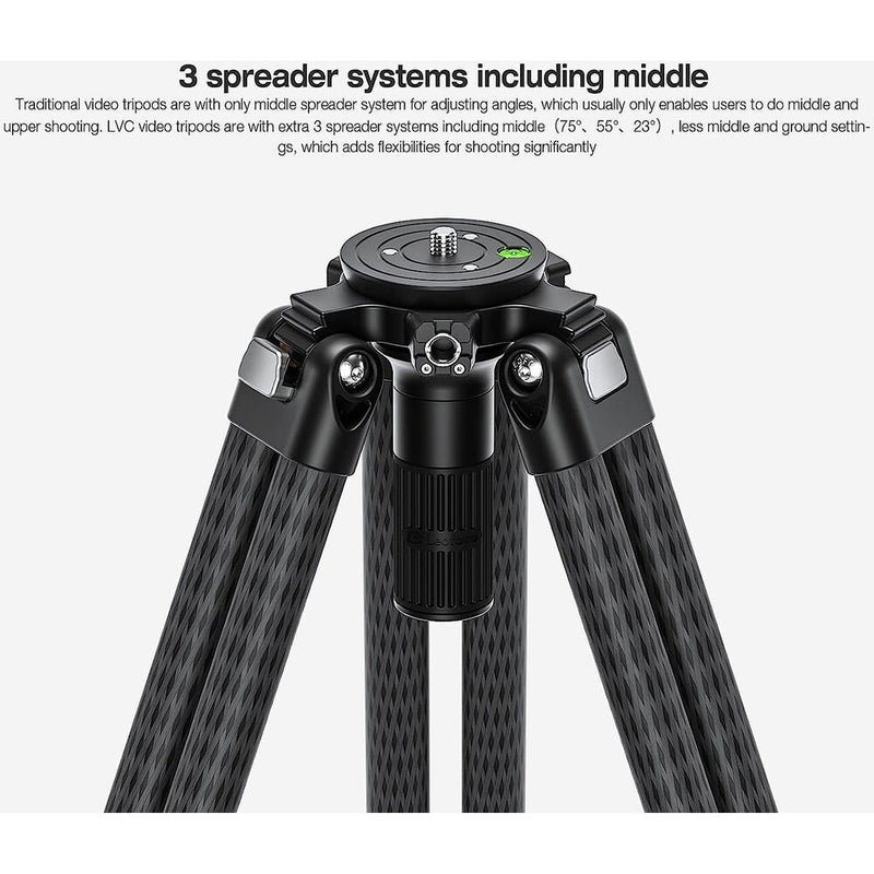 Leofoto LVC-193C Carbon Fiber Twin-Leg Tripod with BV-15 Video Head System