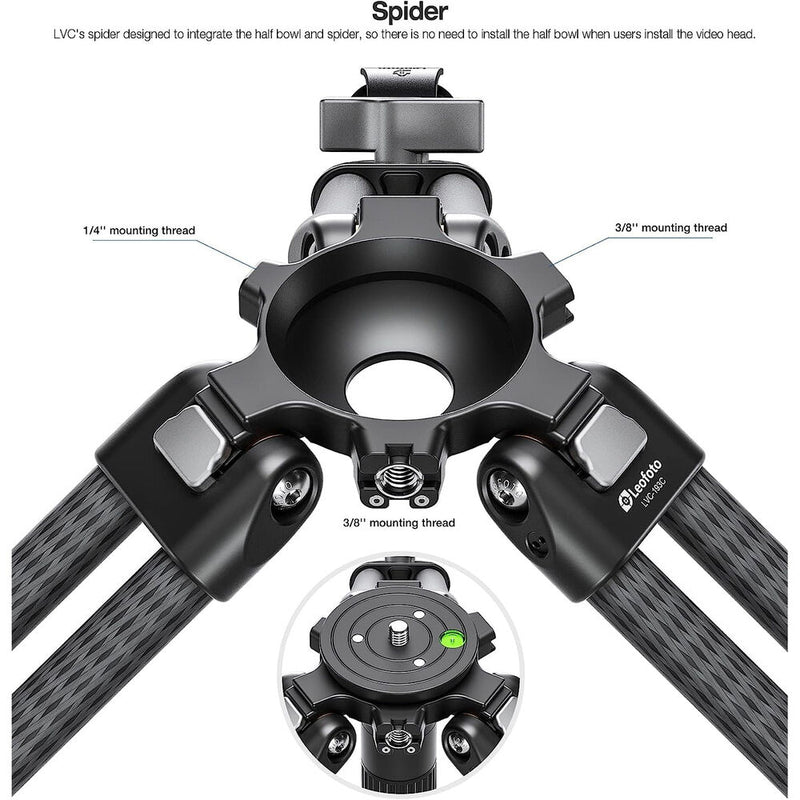 Leofoto LVC-193C Carbon Fiber Twin-Leg Tripod with BV-15 Video Head System