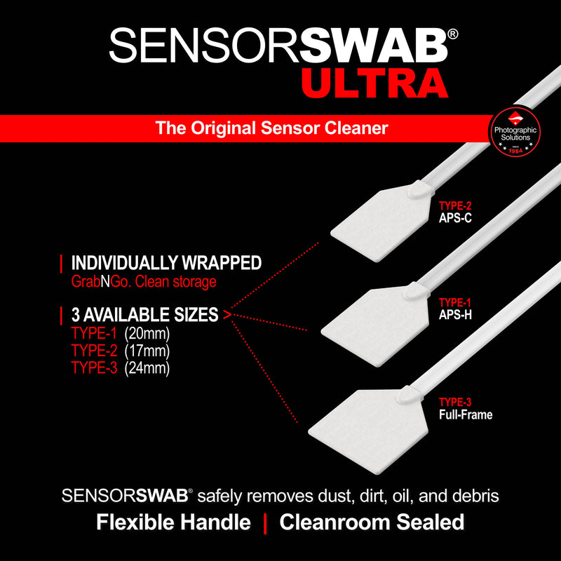 Photographic Solutions Sensor Cleaning Swab Kit (17mm Swab, Aeroclipse Solution)
