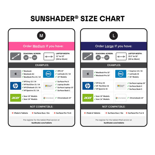 SunShader 3 Laptop Sun Shade & Privacy Screen (Medium, White)