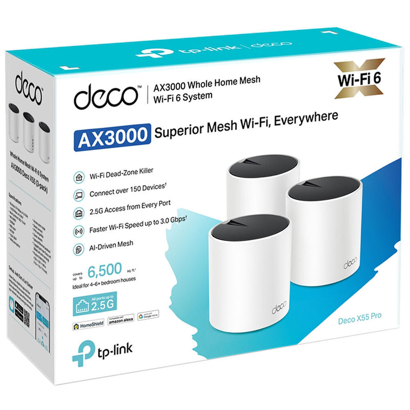 TP-Link Deco X55 Pro AX3000 Wireless Dual-Band Gigabit Mesh Wi-Fi System (3-Pack)