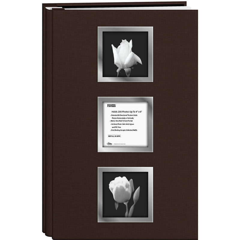 Pioneer Photo Albums Post-Bound Bi-Directional Memo Pocket Album (Brown, 4 x 6")